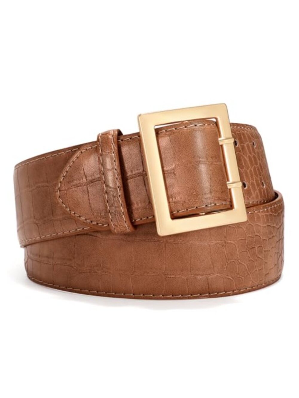 Wide Faux Leather Belt Gold Buckle Women Waist Belt for Jeans Dresses